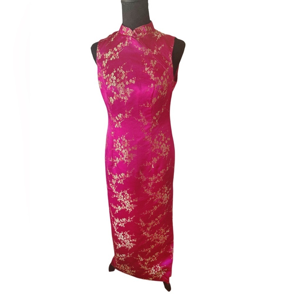 Pink and Gold 90’s y2k Cheongsam Vintage Formal Dress